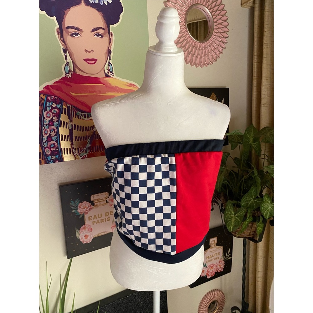 Plus size 3x red white and blue crop top